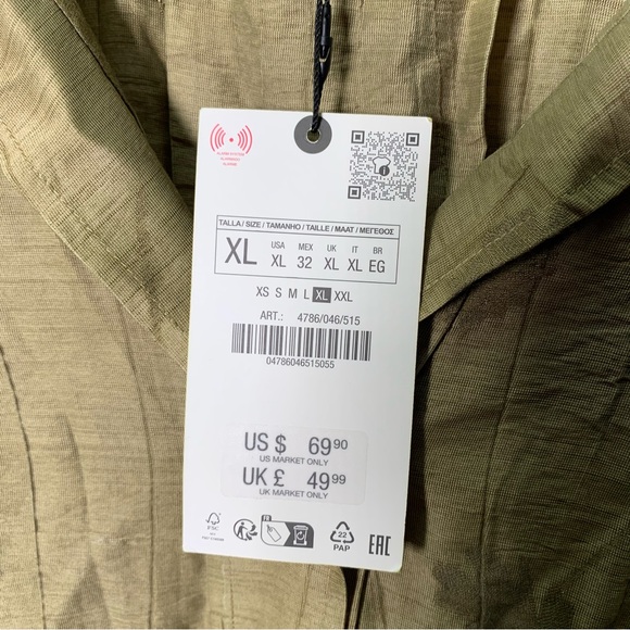 ZARA NWT OVERSIZED JACQUARD SHIRT ZW COLLECTION SIZE XL VISCOSE BLEND BOHO - Picture 7 of 11